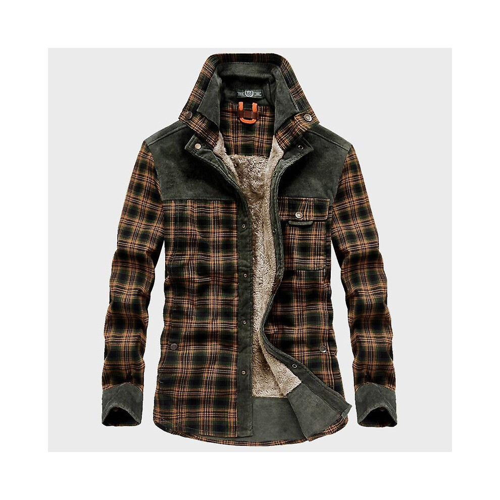 (4XL-marron clair) Veste à carreaux élégante pour homme : vêtements d'extérieur décontractés, tendance,