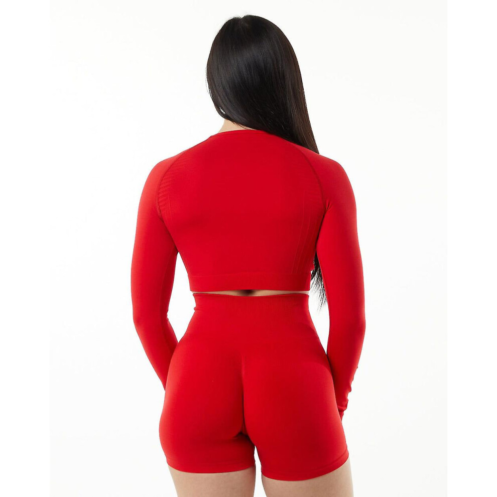 (XL-rouge) Confort et flexibilité inégalés : ensemble de yoga à manches longues pour femmes - Adoptez
