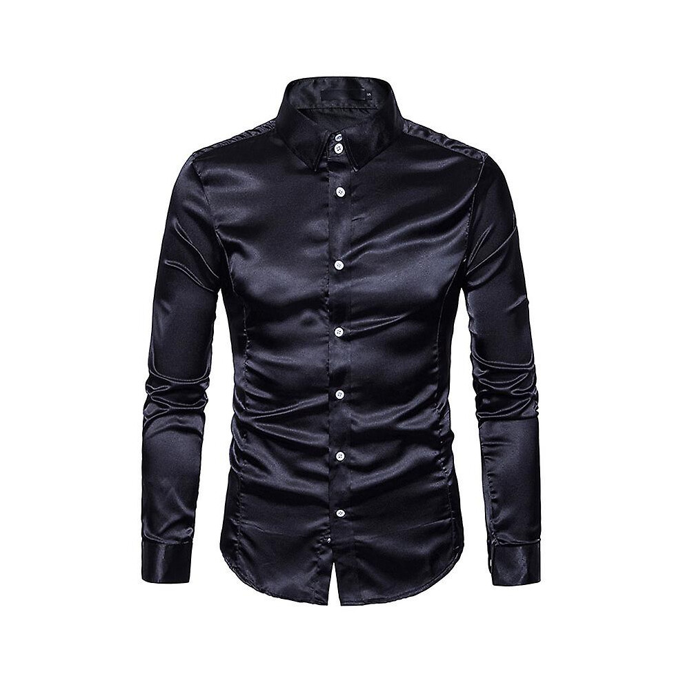 (L-noir) Printemps Automne Caractéristiques Chemises Hommes Chemise Décontractée Nouveauté Manches Longues