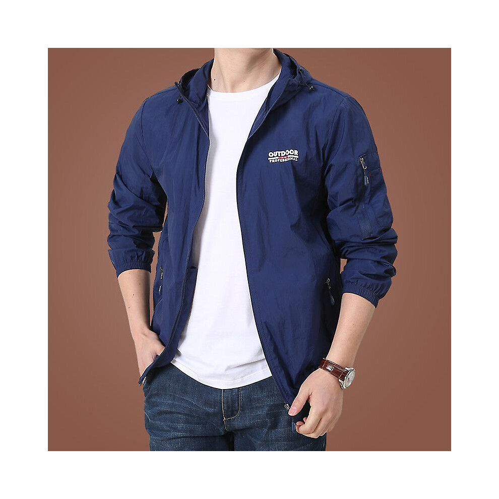 (3XL-bleu royal) Veste fine d'été pour homme et femme, à séchage rapide, protection solaire, à capuche