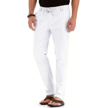 (M-blanc) Pantalon d'été à séchage rapide pour homme, taille élastique avec passants, style décontracté,