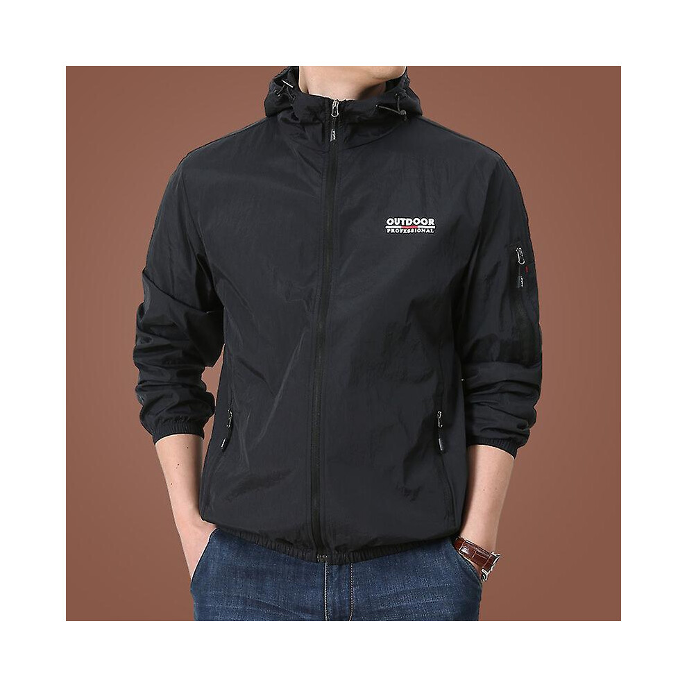 (3XL-noir) Veste fine d'été à séchage rapide pour homme et femme, vêtement d'extérieur à capuche