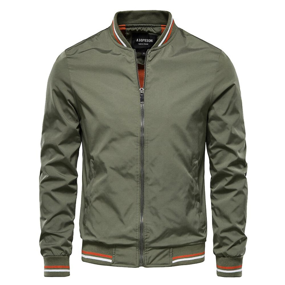 (4XL-vert) Veste Bomber Couleur Unie Homme Décontracté Slim Fit Baseball Vestes Hommes Nouvelle Mode