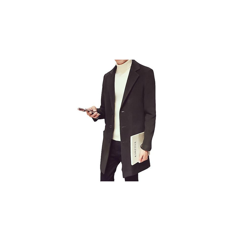 (4XL-vert armée) Manteau long en coton pour homme, automne-hiver, mélange de laine vierge, couleur unie,