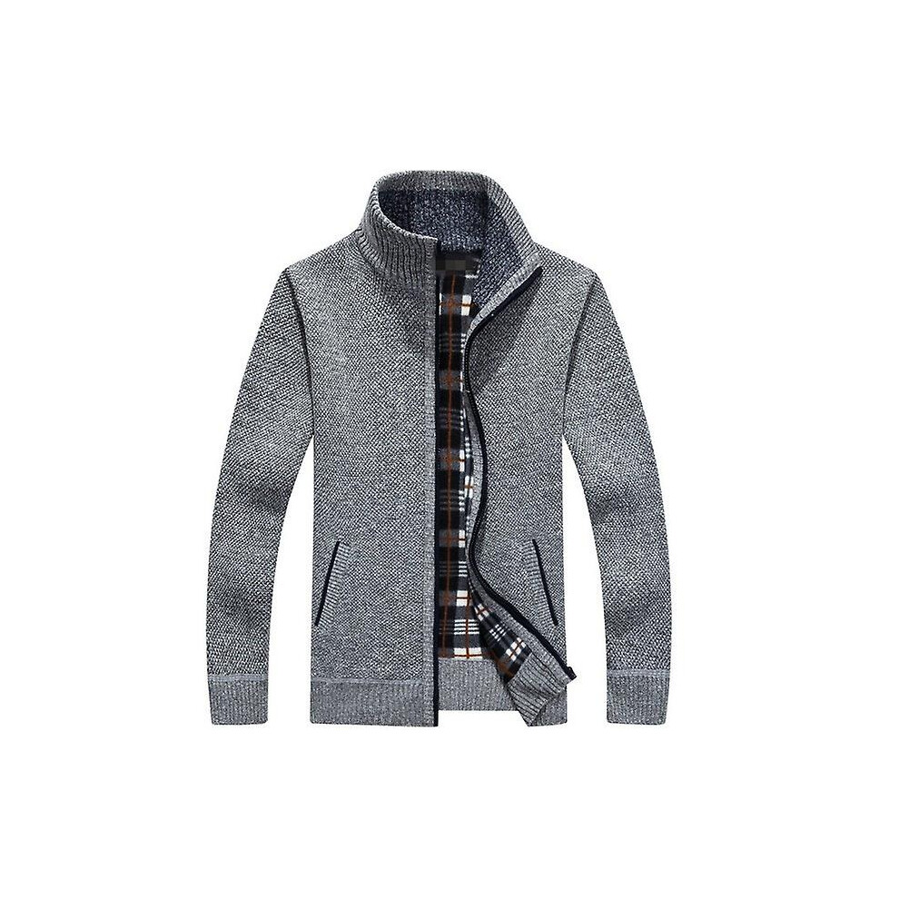 (2XL-gris clair) Automne Hiver Pull Homme Manteau Fausse Fourrure Laine Pull Vestes Hommes Fermeture