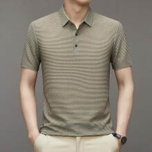 (M-khaki) Zomer Nieuw Heren T-shirt met Korte Mouwen Koel En Ademend Poloshirt Zakelijk Casual Zweetabsorberend