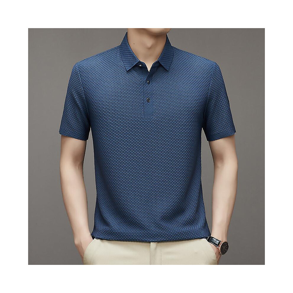 (L-bleu gris) T-shirt d'été à manches courtes pour homme, polo frais et respirant, style décontracté,
