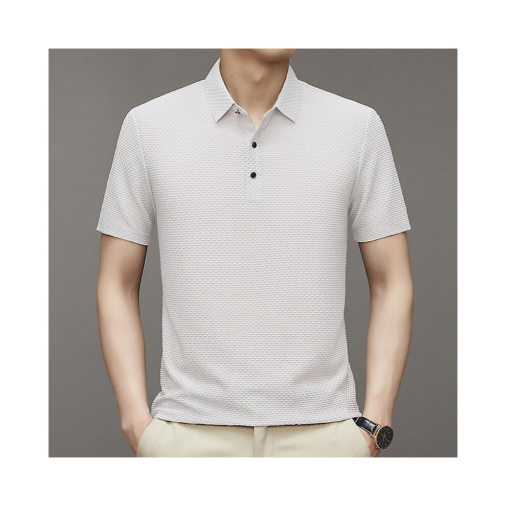 (L-blanc) T-shirt d'été à manches courtes pour homme, polo frais et respirant, style décontracté, absorbant