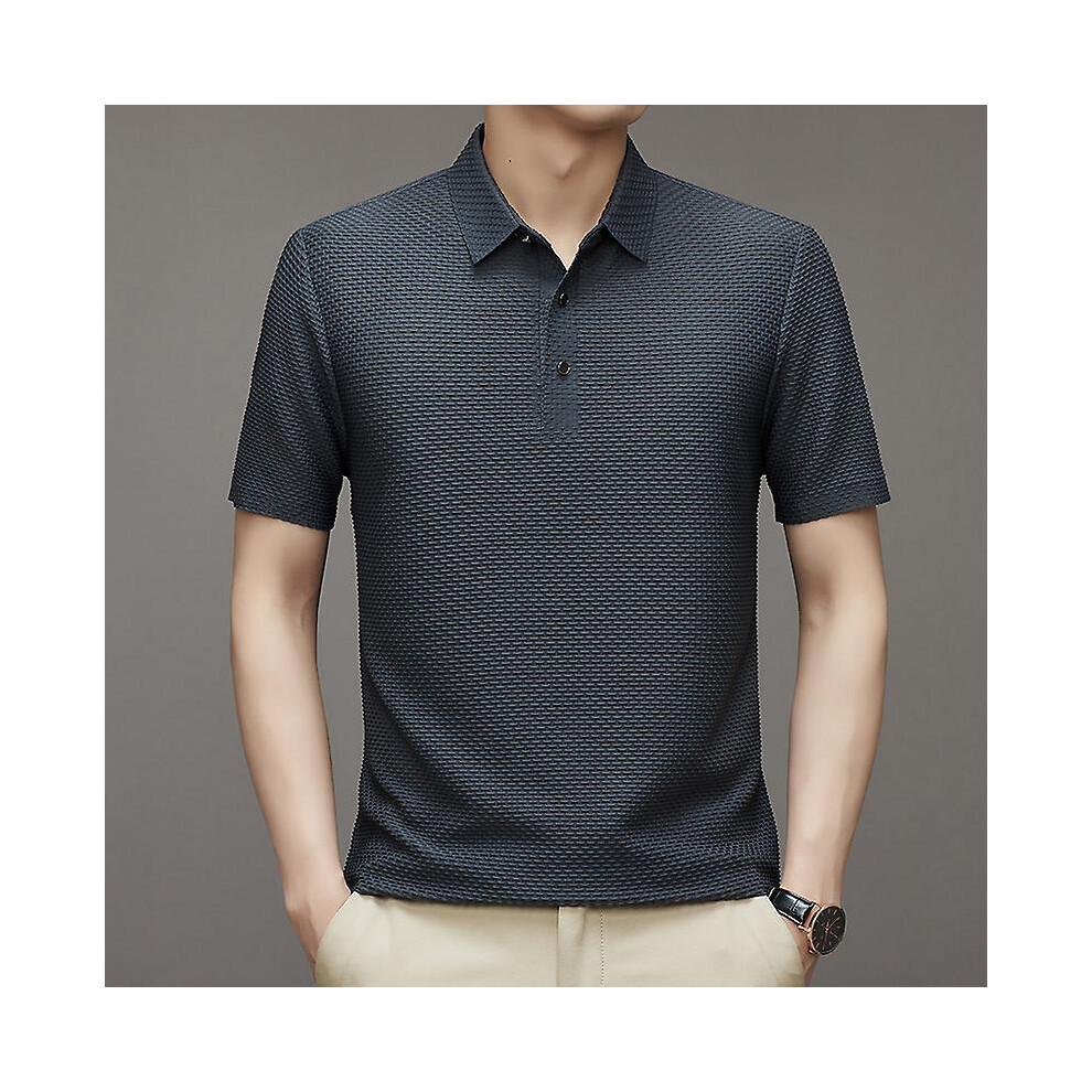 (M-gris) T-shirt d'été à manches courtes pour homme, polo frais et respirant, style décontracté, absorbant