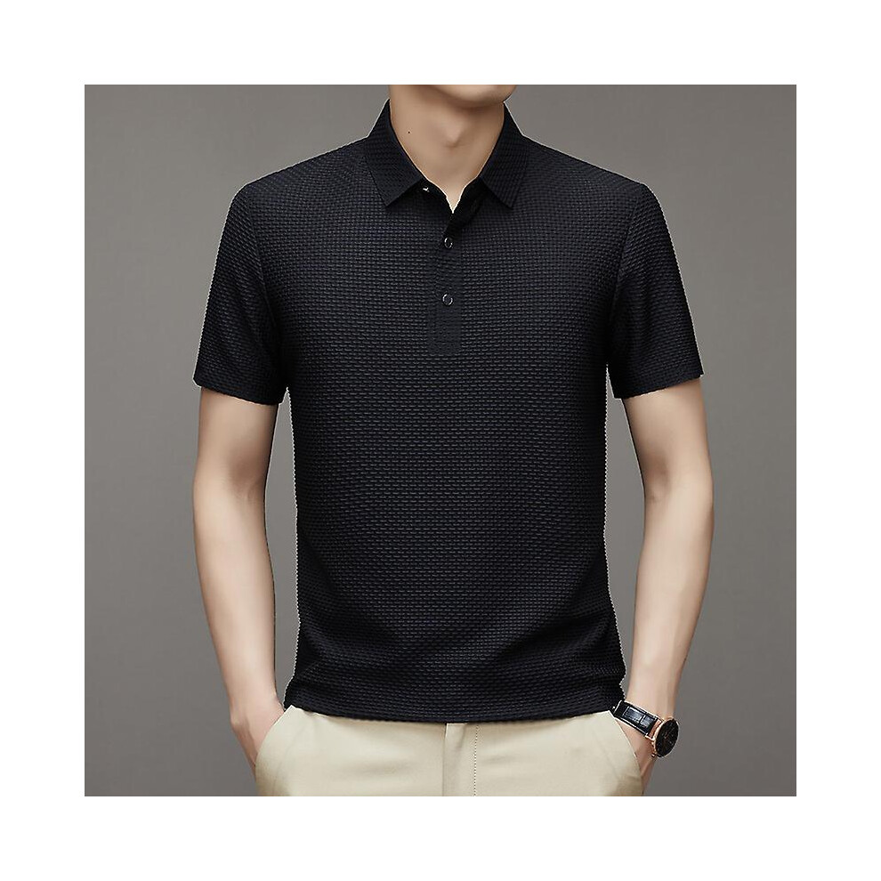 (XL-noir) T-shirt d'été à manches courtes pour homme, polo frais et respirant, style décontracté, absorbant