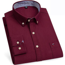 (39-521 rot)Herren 100% Baumwolle Plaid Checkered Langarm Oxford Hemd Vorne Patch Brust Tasche Button-down