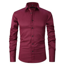 (48-weinrot) Herren Top-Qualität Hemden Mode Neue Slim Fit Langarmhemd Männer Schwarz Weiß Formale