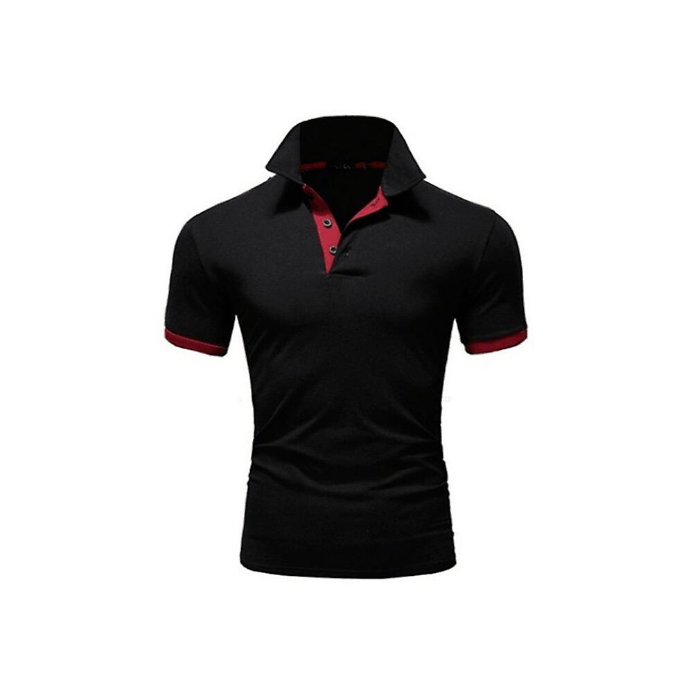 (2XL - noir rouge) Chemise décontractée haut de gamme pour homme avec col élégant | Haute qualité, extensible