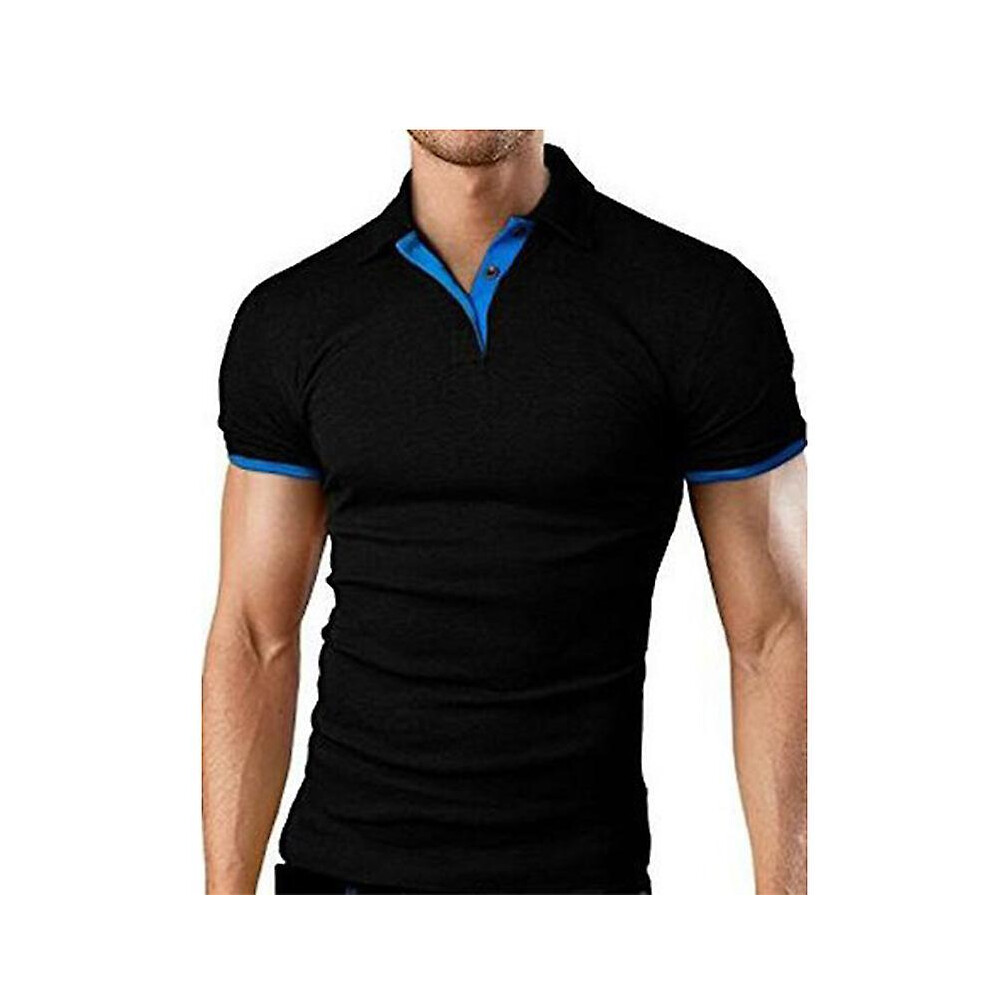 (2XL-noir bleu) Chemise décontractée haut de gamme pour homme avec col élégant | Haute qualité, extensible