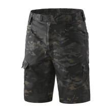 (5XL-cp black)Professional Multi-pocket Camo Shorts - High-quality, Elastic, Comfortable, Anti-pilling,