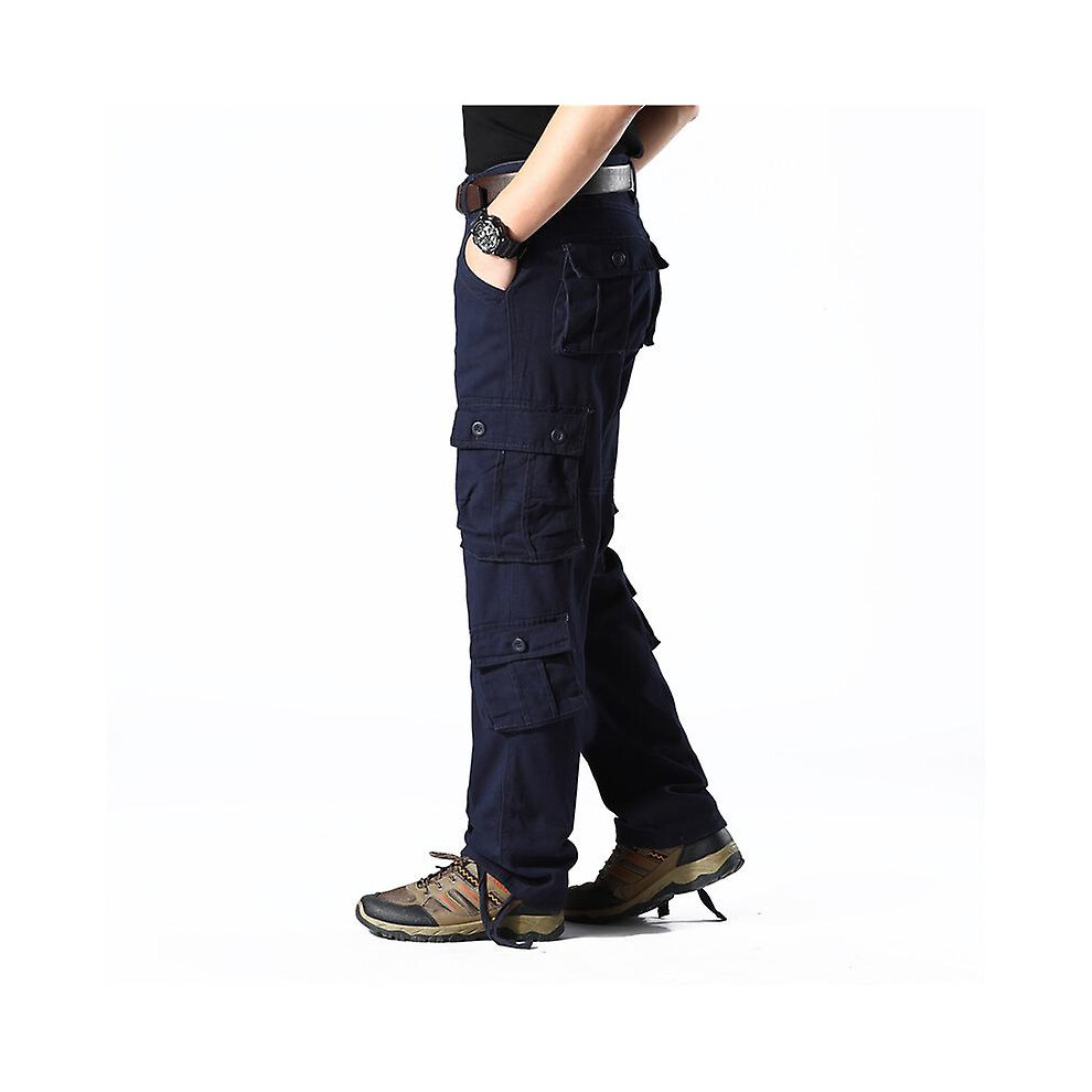 (40-bleu marine) Pantalon cargo camouflage pour homme, décontracté, multi-poches, style baggy, style