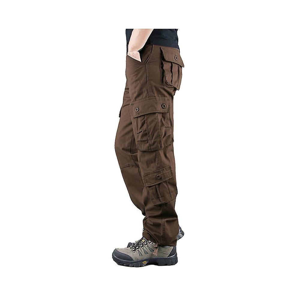 Pantalon cargo camouflage (40-marron) pour homme, décontracté, multi-poches, style baggy, style militaire