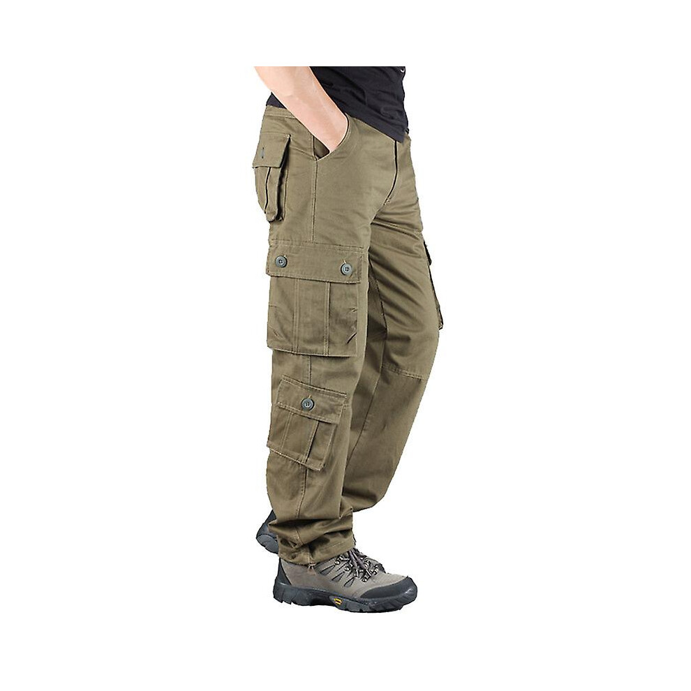 Pantalon cargo camouflage (30-jaune armée) pour homme, décontracté, multi-poches, style baggy, style