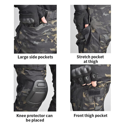 (34-XL-kuzi-python gris) Uniforme tactique camouflage haut de gamme, durable, respirant et résistant 1