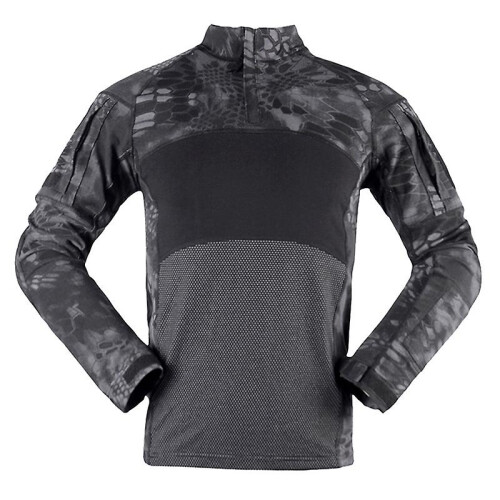 (L-python noir)Chemise tactique à manches longues de haute qualité : extensible, confortable, ne bouloche