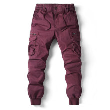 (40-vermelho) Calça tática militar masculina, macacão lavado, calça cargo casual masculina, streetwear