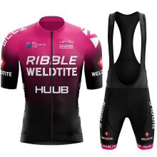 (XL-rosa vermelha) Camisa de ciclismo, roupa com alças e calças para homens com gel, bicicleta de estrada,