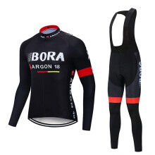 (2XL-A3-rojo negro) Maillot de ciclismo de manga larga para mujer: cálido, resistente al viento, de