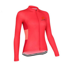 (M-39-rood) Damesfietsshirt met lange mouwen: prachtige print, warm en ademend, hoge kwaliteit en