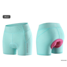 (L-blau) Gepolsterte Radlerhose Damen Atmungsaktive Mesh-Radunterwäsche Stoßfeste Fahrradunterhose