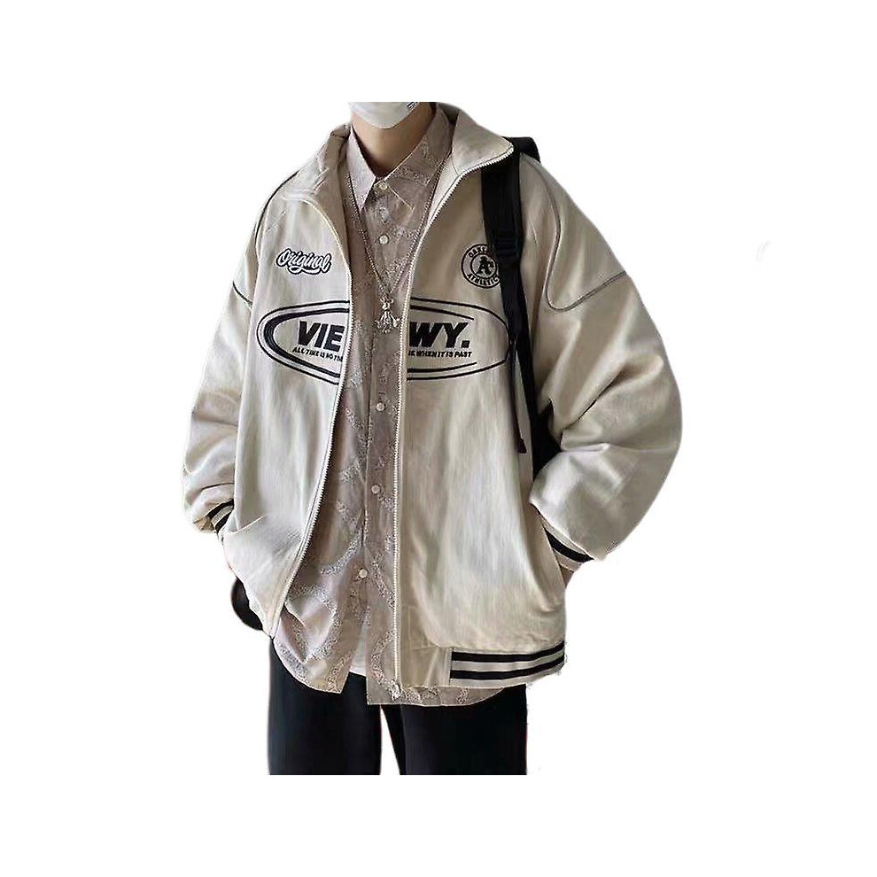 (XL-blanc) 2025 Printemps Nouvelle Veste Veste Femme Tendance Sauvage Lâche Uniforme De Baseball Lettre