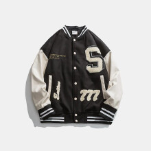 (M-schwarz) Frühling und Herbst Retro gesteppte bestickte Baseballuniformjacke Männer und Frauen Loose
