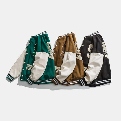 (L-verde) Jaqueta de uniforme de beisebol bordada e acolchoada retrô primavera e outono, masculina e 2