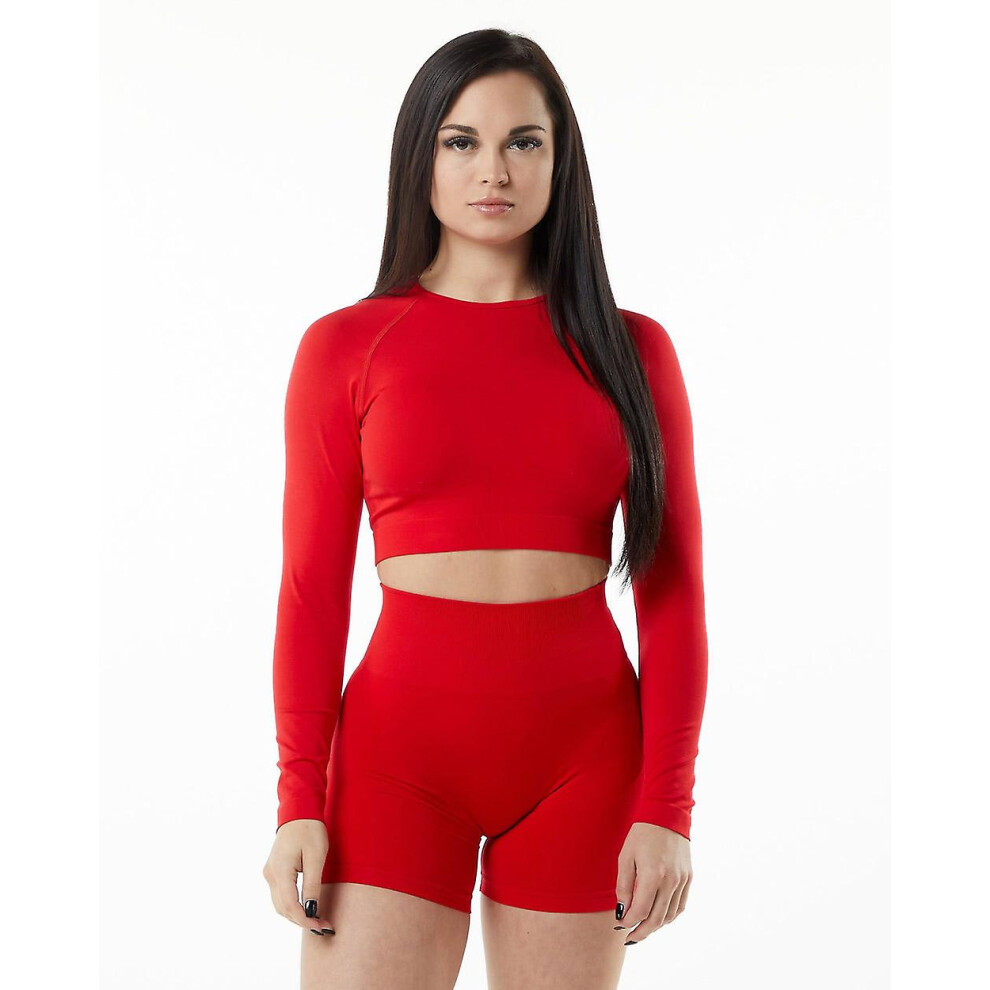 (XL-rouge)Confort et flexibilité inégalés : tenue de yoga pour femme à manches longues - Mélange idéal