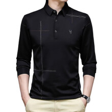 (XL-38 zwart) Heren Polo Shirt Zakelijk Herfst T-shirt Lange Mouw Casual Heren Polo Shirt Pasvorm Slim