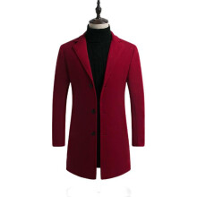 (XL-vínová červená) Vlnený kabát Slim Fit v kórejskom štýle: Jednofarebný, vysoko kvalitný, pohodlný,