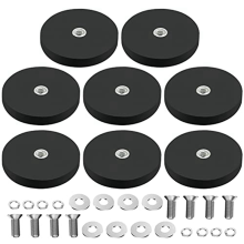 8Pack Rubber Coated Magnet Neodymium Base with Coating Ø 43mm Anti Scratch M6 Male Thread Black