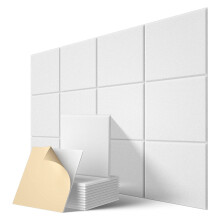Self-Adhesive Acoustic Panels 12-Pack, 12 x 12 x 0.4 in White – Sound Absorbing Tiles for Home, Office, Studio