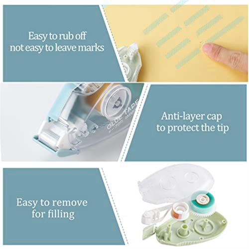 12 Pack Double Sided Tape Roller 3 Colors Scrapbook Adhesive for Scrapbooking Runner 2
