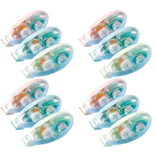12 Pack Double Sided Tape Roller 3 Colors Scrapbook Adhesive for Scrapbooking Runner