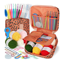 Crochet Kit Beginners Hook Set,58PCS Portable Set Ergonomic Hooks Travel Supplies