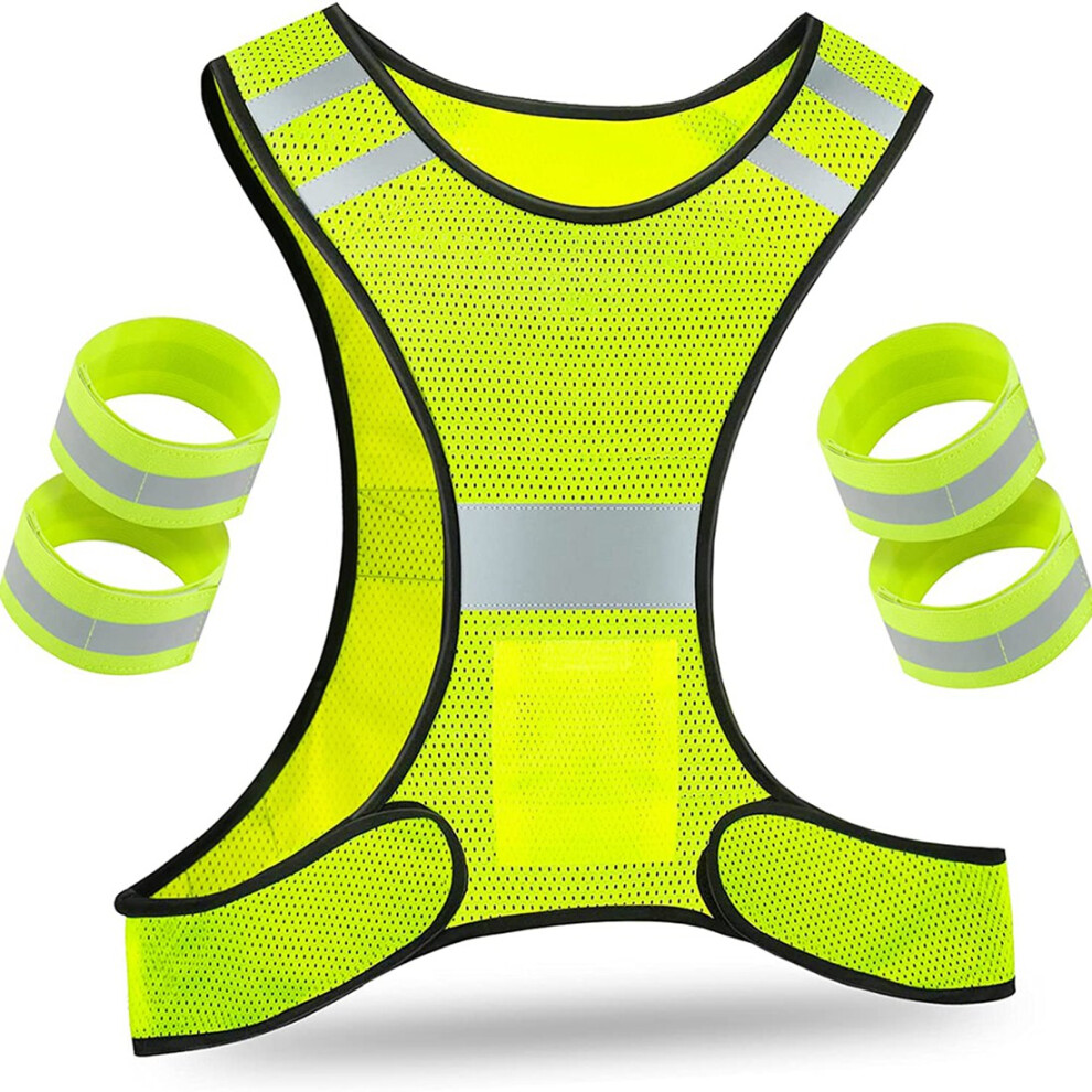 Reflector Vest - High Visibility Bicycle With Adjustable Fastener And 4 Jogging 4851097957045