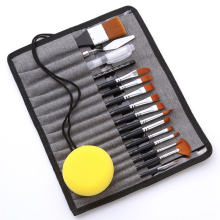 Pincéis de acrílico com cerdas de náilon e estojo com cordão, conjunto de pincéis artísticos para tela de aquarela a óleo