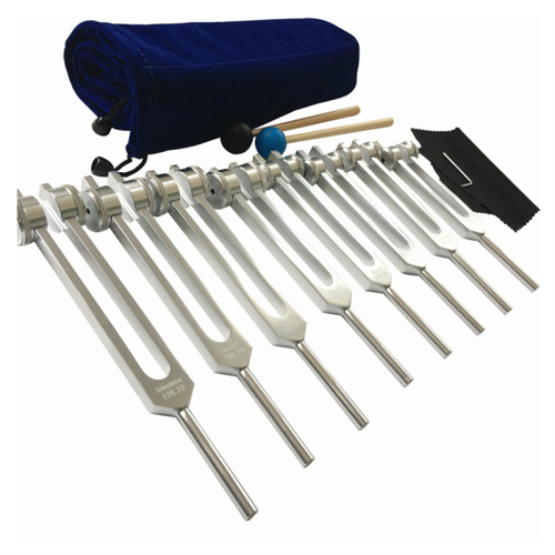 Chakra Tuning Fork Set for Healing, 8 Pieces Silver Meditation