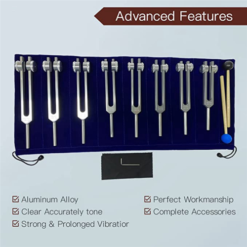 Chakra Tuning Fork Set for Healing, 8 Pieces Silver Meditation 2