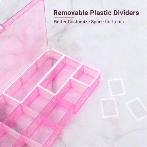 Small Compartment Organizer Case, 4PCS 15-Grid Adjustable Plastic Box with Dividers, Empty Storage Container 2
