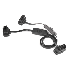 60 cm lange OBD2 16-pins met schakelaar verlengkabel platte draadadapter automatische 1 mannelijke naar 2 vrouwelijke OBD 16-pins converterstekker
