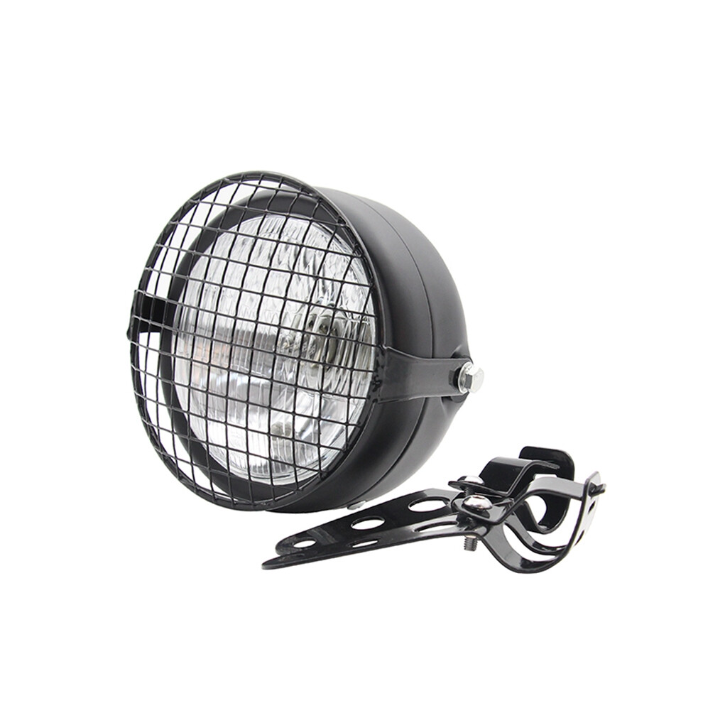 Retro Vintage Motorcycle Universal Side Mount 35W 6.5 Inch Transparent Headlight Cafe Racer With Grille + Bracket Kit 4851097959858