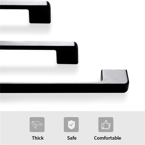 10Pcs Black Handles for Furniture Cabinet Knobs and Kitchen Drawer Pulls 96mm 2