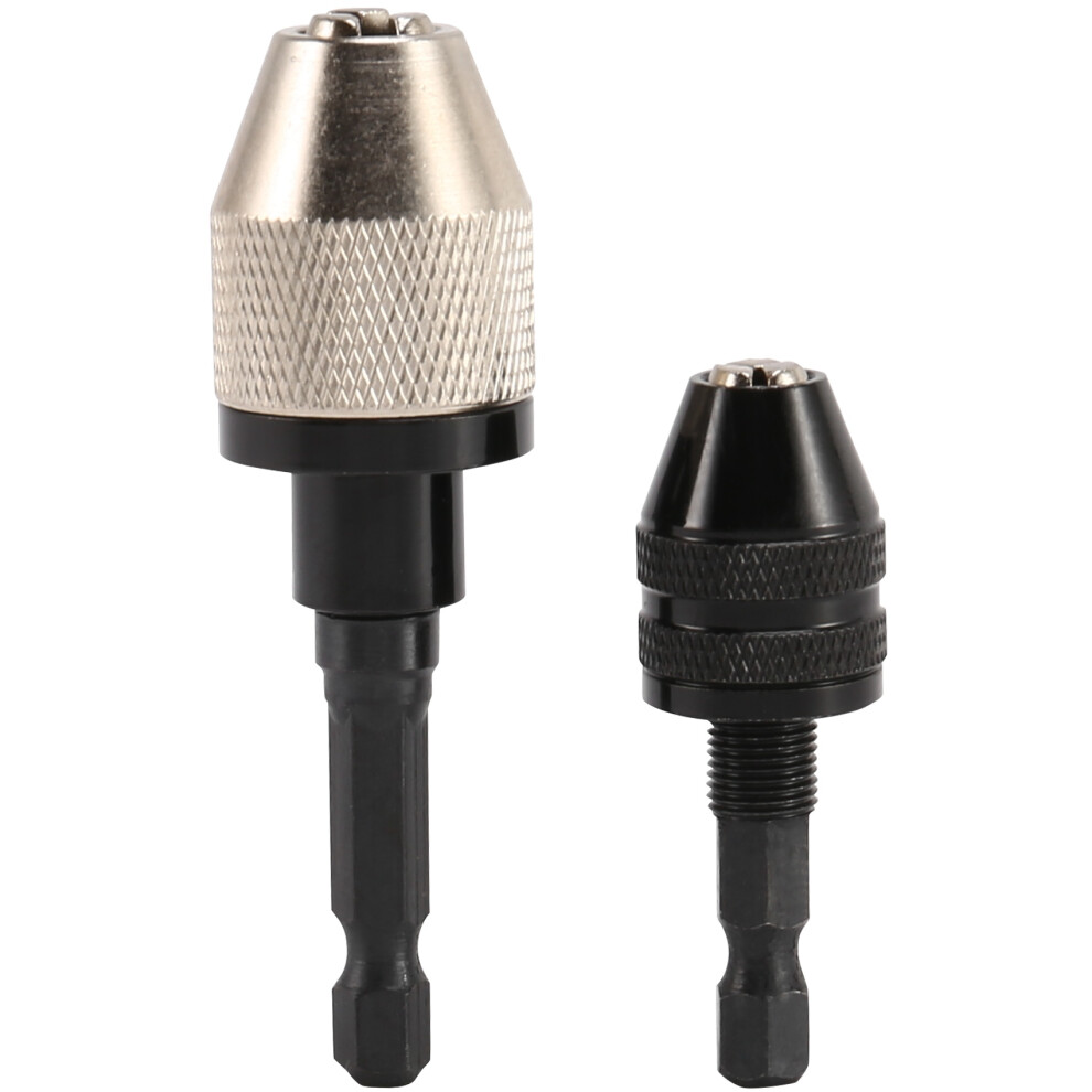 2 Pieces Keyless Drill Chuck 1/4 Inch Hex Shank Fast Change Adapter In 0.3-6.5 Mm, 0.3-3.6 Mm 4851097965255
