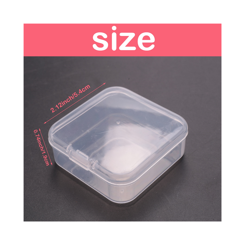 Kleine, doorzichtige plastic kralenbewaardoos met scharnierend deksel voor accessoires, knutselspullen, leermiddelen, schroeven en boren